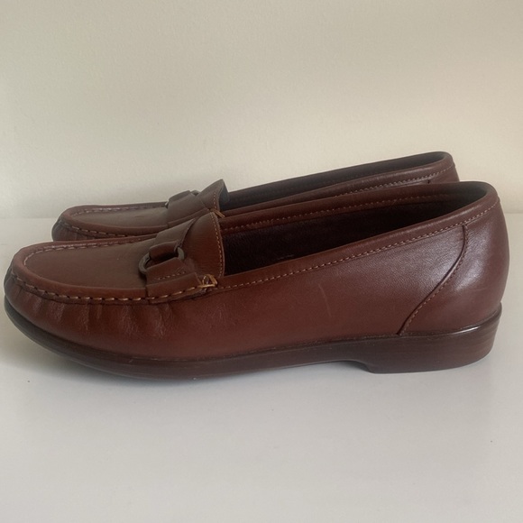 SAS Tripad Comfort Foot Bed Size 7 Brown Leather Penny Slip On Loafers w/ Buckle - Picture 5 of 15